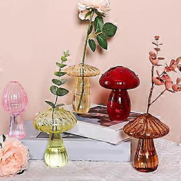 Svamp Glasplanteringskärl, Set med 5 Färgade Växtförökningsstationer, Mini Terrarium för Växter, Unik Liten Glasvas