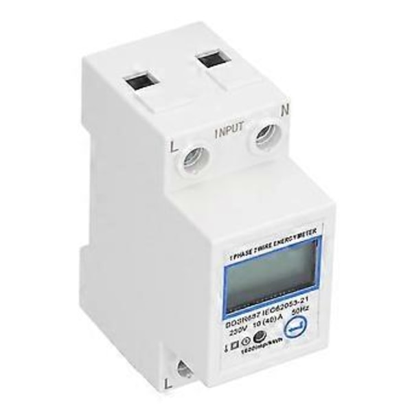 1-fas 2-tråds energimätare Multifunktionell LCD Digital Display 2p DIN-skena Elmätare för Hemmet