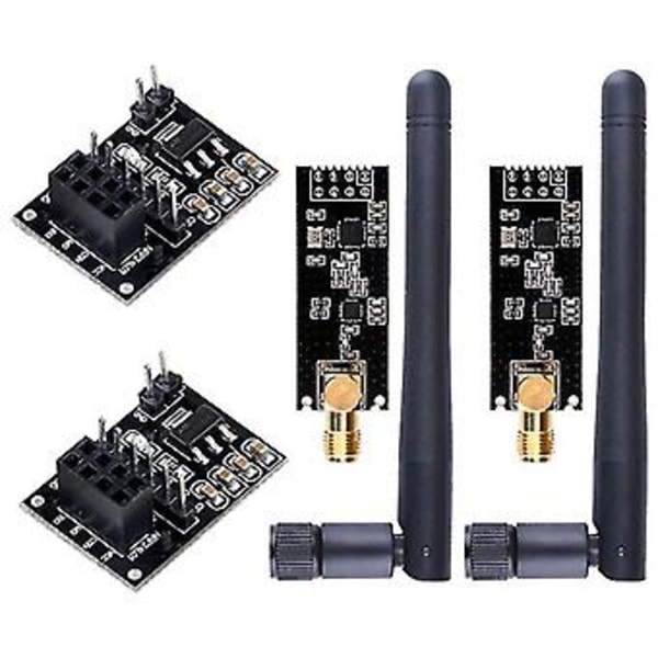 2 stk. Nrf24l01+pa+lna Rf Transceiver Modul Med Sma Antenne 2,4 Ghz 0m + Nrf24l01 Trådløst Modul
