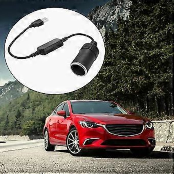 USB A Hann til 12V Bil Sigarettenner Hunn Konverter Kabel 2-Pakning