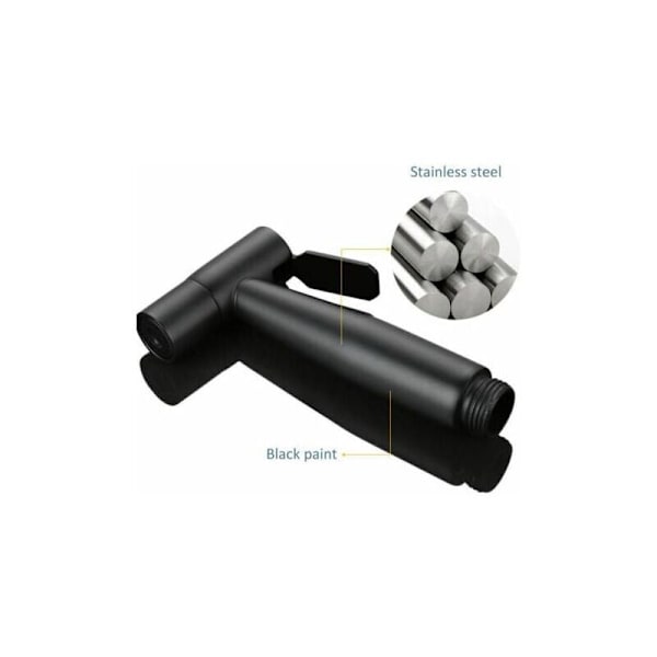 Svart bærbar bidet-sprayer, toalettkran, rustfritt stål, kaldt bad, shattaf-ventil, spraysett,