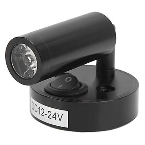 12‑24V 3W LED Læselampe Soveværelse Sengelampe Krom Aluminium Legering til Båd RV SUV Trailer Sort Varm Hvid