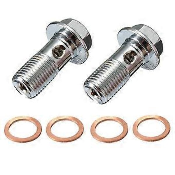 2x Motorsykkel Rustfritt Bremsebolt M10 X1.0mm Caliper Hovedsylinder