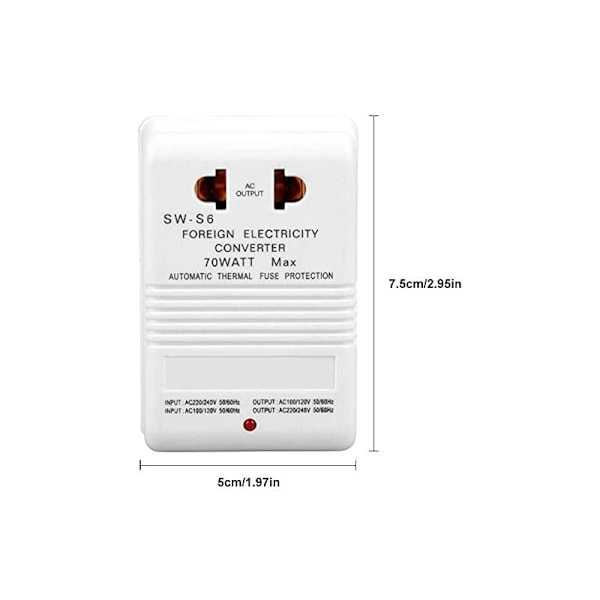 70W 110V / 120V til 220V / 240V Spændingsomformer, Step-up/Inverter Adapter (CN Standard Stik)