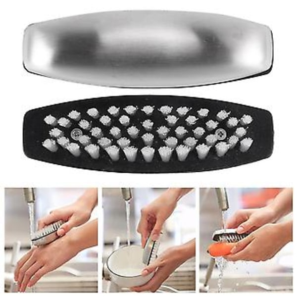 2 st Nagelborstar, handborstar i rostfritt stål, nagelborste för rengöring av naglar, händer, badrum