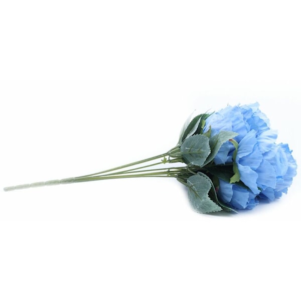 1 Buket Pæon Buket Silke Blomster Kunstige Kunstige Bryllupsbuket, Blå