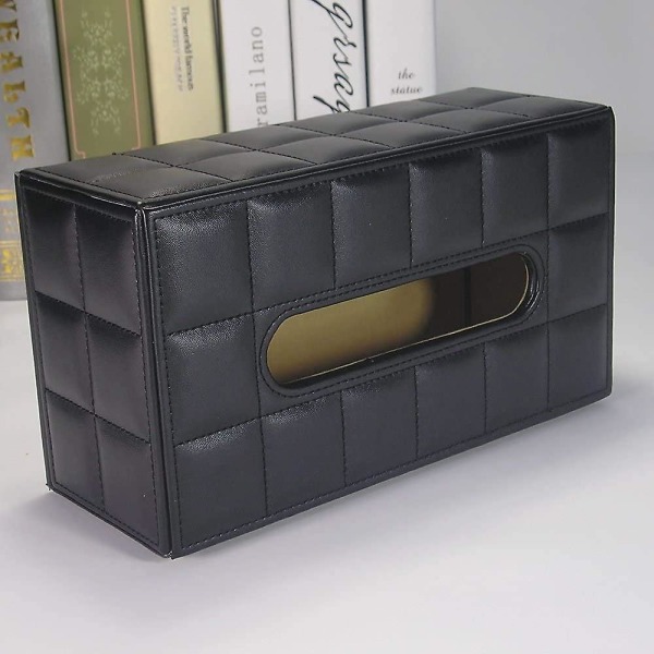 Imitert skinn serviettboks Kosmetisk serviettboks Håndkle dispenser Serviettholder, 25x13.5x9.5cm (hvit)