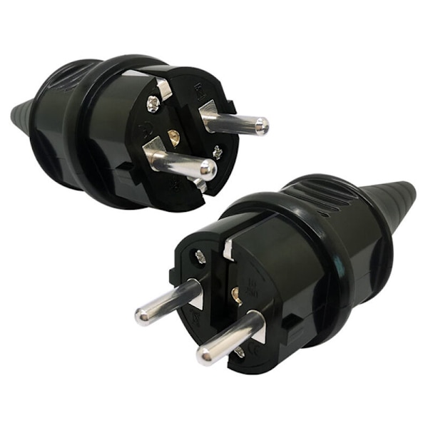 16A wiring plug two round pin French plug black