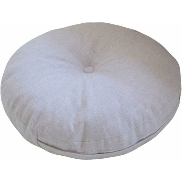 Natural Linen Round Floor Pillow Seating Cushion with Removable Zippered Cover Room Décor Pouf for Meditation, Yoga, 17.7x17.7inch-Beige