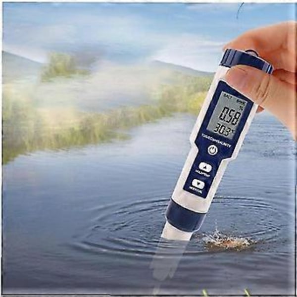 5-i-1 Digital Mätare TDS / EC / pH / Salthalt / Temperatur Vattenkvalitetsövervakningstestare (hs)