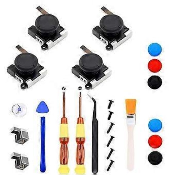 25 stk Sett 3D Analog Joystick+Skrutrekker+Joystick Cap Switch Lite Joycon Kontroller Reparasjonstilbehør