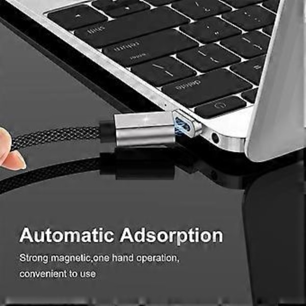 Magnetisk USB C-kabel 100W (20V/5A MAX), USB-C till USB-C-kabel, Dataöverföring USB-laddningskabel för bärbar dator