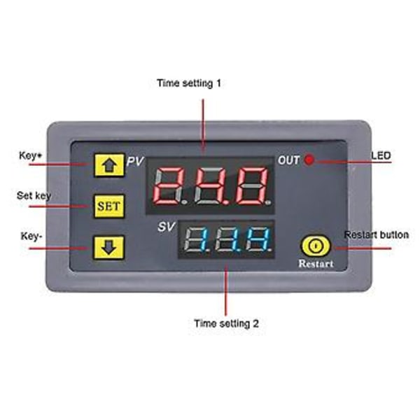 Digitalt Relä LED-Display Cykel R S Justerbart Tidsrelä