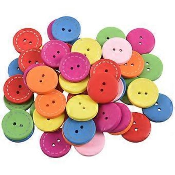 50 kpl Sekalaisia Reikiä Puuompelunapit Scrapbooking 25mm (1\") Halkaisija