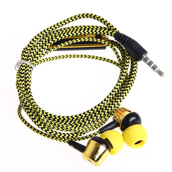 3,5 mm in-ear-hörlurar med mikrofon flätad headset för telefon  Ny