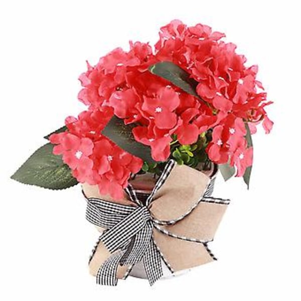 Röd Geranium Tunna Krans Ytterdörr Röd Geranium Korg Krans Svart och Vit Rutig Rosett Simulation Grönska