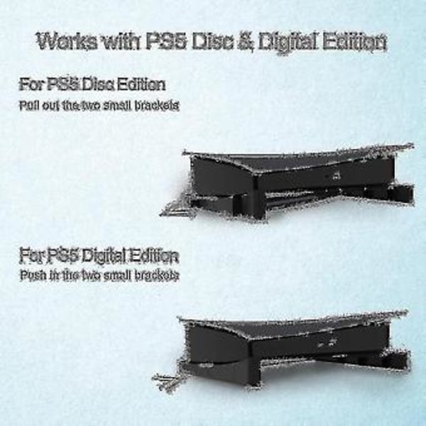 PS5 Tilbehør Horisontal Stand, PS5 Base Stand, Kompatibel Med Kompatible Playstation 5 Disk & Digital Udgaver (sort)