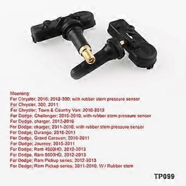 Däcktryckssensor TPMS Ersättning för Wrangler JK Ram Charger (5-pack) 56029398AB 68142397AA