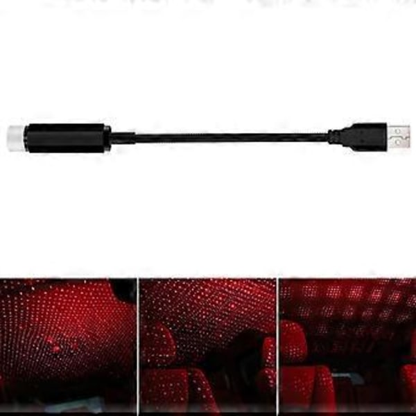 Ambient Lys Bil Tag Stjernelys Romantisk USB Natlys Atmosfære Lampe