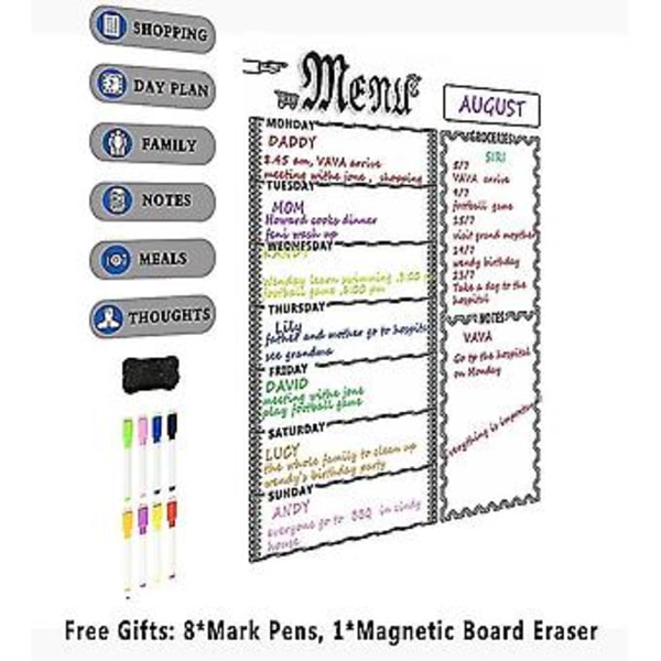 A3 Magnetisk Whiteboard-ark För Kökskyl Multipurpose Kyl Veckovis Whiteboard Kalender För