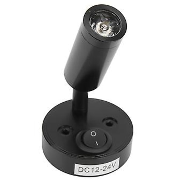 12‑24V 3W LED Læselampe Soveværelse Sengelampe Krom Aluminium Legering til Båd RV SUV Trailer Sort Varm Hvid