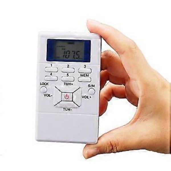 Digital FM Radio Mini Høyttaler Bærbar Mottaker Display Enkeltbånds Musikkspiller LED-display Hvit