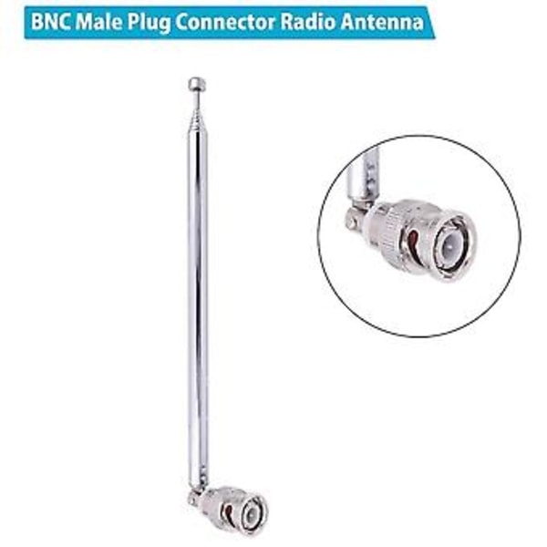 (2-pakning) Bnc radioantenne med Bnc-pluggkontaktadapter teleskopisk rustfritt stål Hf