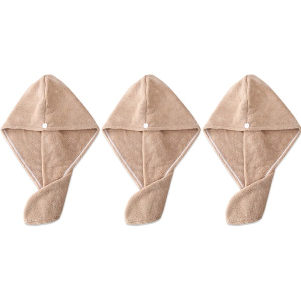 3-Pack Women's Soft Shower Hair Towel Twist Hair Turban Wrap Drying Cap  Gift for Women camel