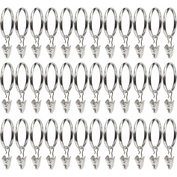 38mm Gardinklips, Gardinklips, 36 stk Gardinringer med Klemme, Laget av Jern, med Klips, Sterk og Holdbar (Hvit) HIASDFLS