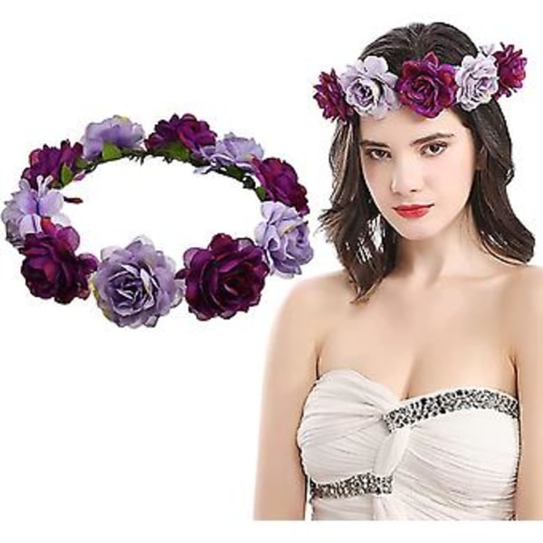 Naisten ruusu kukka hiuspanta juhliin (violetti) 1 kpl (h-4)
