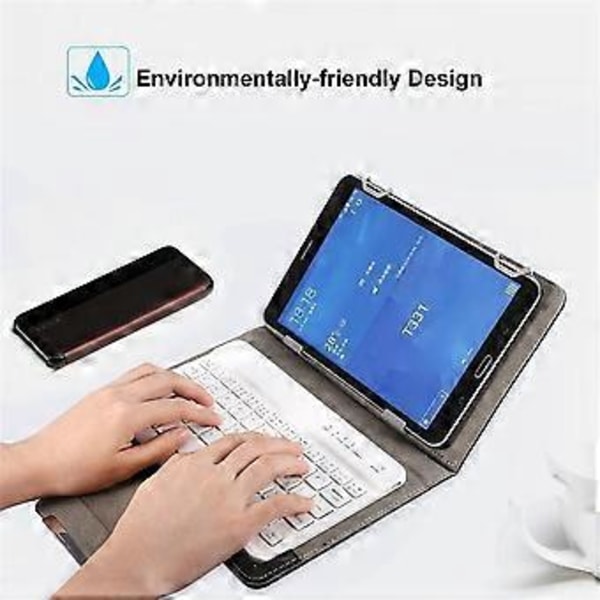 10 tommers trådløst Bluetooth-tastatur med stativ PU-skinnveske for Windows Android og IOS Gull