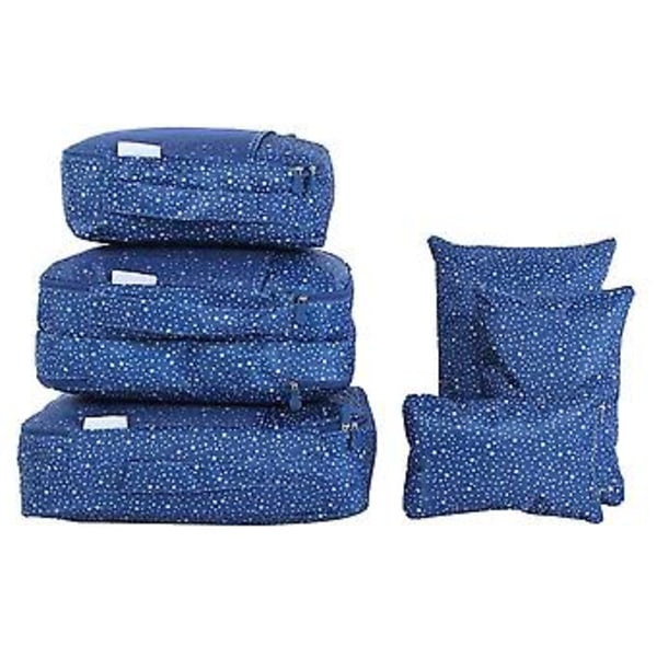 6 stk. Vandtætte Rejse Tøj Opbevaringsposer Bagage Organizer Rejse Pakke Poser (Navy Blå)