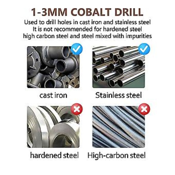 50st Force Tools M35 Kobolt Borrsats, HSS-Co Set 1-m, för Ing På Ste