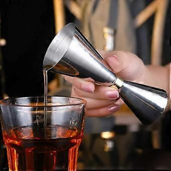 Cocktailmåler, Dobbelt Sidet Cocktailmåler i Rustfrit Stål, Sølv Målekop Til Professionel Bartender 30ml X 45ml Målekrus Hy