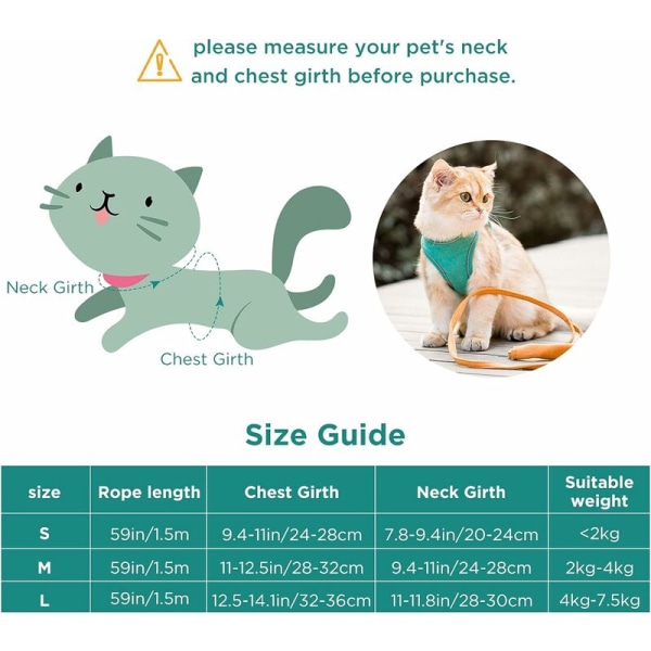 Kattsele och koppel, bekväm kattpromenadjacka med koppel, pådragbar västtrim, andningsbara reflexremsor, jacka för små medelstora C