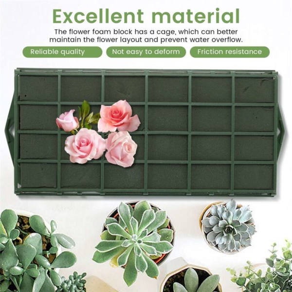 2 stk blomsterskumholder, våt og tørr rektangulær blomsterholder for friske blomster, bryllup, hjem og hagedekorasjoner