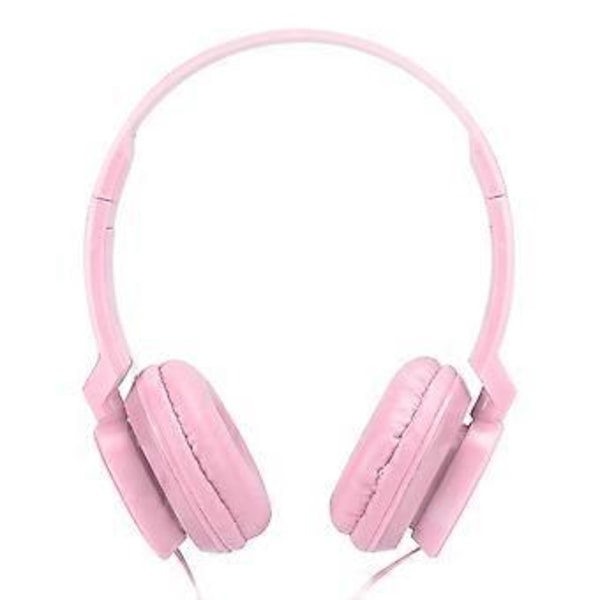 Langalliset kuulokkeet korvan yli, stereokuulokkeet mikrofonilla, peli FM-musiikki kuuloke, vaaleanpunainen