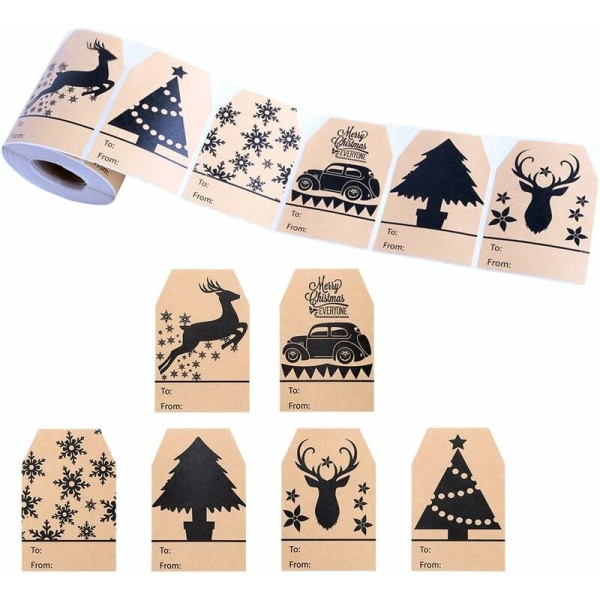 Jule selvklebende gaveetiketter 6 design