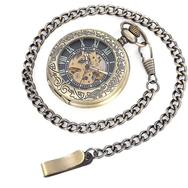 Mekanisk Självuppdragande Luminous Mekanisk Fickur Steampunk Stil Ihålig