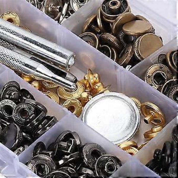 120 Sæt Trykknapper Læder 6 Farver Metal Trykknapper Installationsværktøj