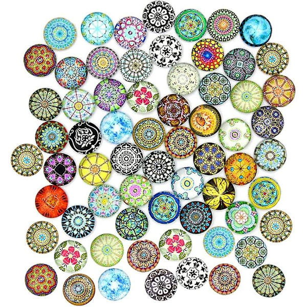 Glass Gems 100 stk Glass Cabochons Blandet Farge Fargerike Runde Dekorative Granuler Trykte Glass Gems For Håndverk
