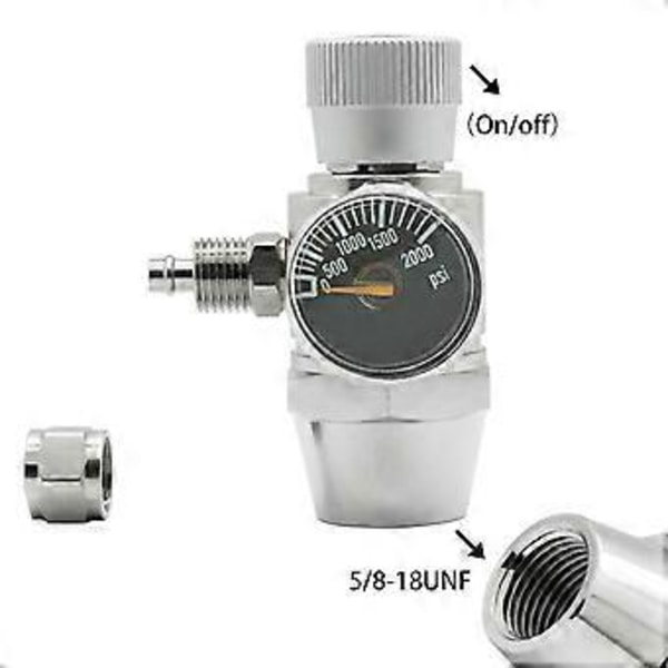 Akvarium CO2 Regulator 2000psi Tryckmätare för 6mm Sugrör 5/8-18UNF