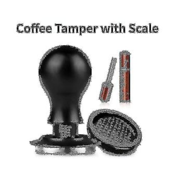 58mm Espresso Tamper Kaffe Tamper Med Pulverpresse Nål Rustfrit Stål Tampere Med Skala Kaffe