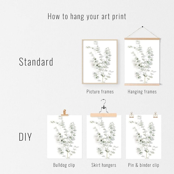 Botaniska växtvägg konsttryck - Set med 4 växtvägg dekortryck Blommigt kök Blommor Blad Väggkonst Boho Blad Eukalyptus