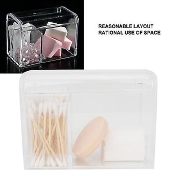 Gennemsigtig opbevaringsboks til vatpinde Makeup Pudder Puff Kosmetisk værktøj Organizer Container