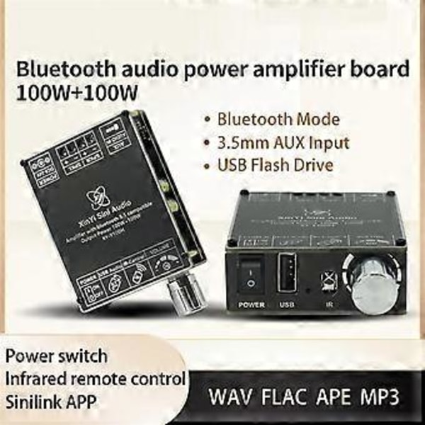 HIFI Klass 100Wx2 Stereo Bluetooth Digital Förstärkarkort Modul TPA3116 med Fjärrkontroll Y100H Modul
