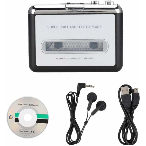 Stereo kassetteafspiller, bærbar walkman kassetteafspiller, bærbare hovedtelefoner til computer