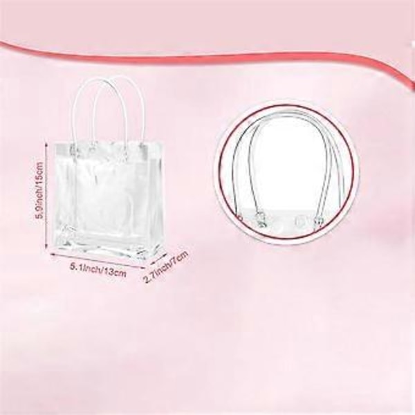 50 stk. klare gaveposer med håndtag, plastik gaveposer, transparente genanvendelige muleposer, slikposer til bryllup