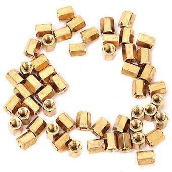 50 stk. Messing M3*6mm Hul Dobbel Pass Kretskort Standoff Hex Spacer