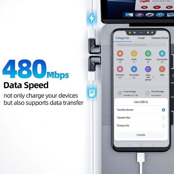 Magnetisk USB-C-adapter (2-pak) - Vinkelret Type-C-stik